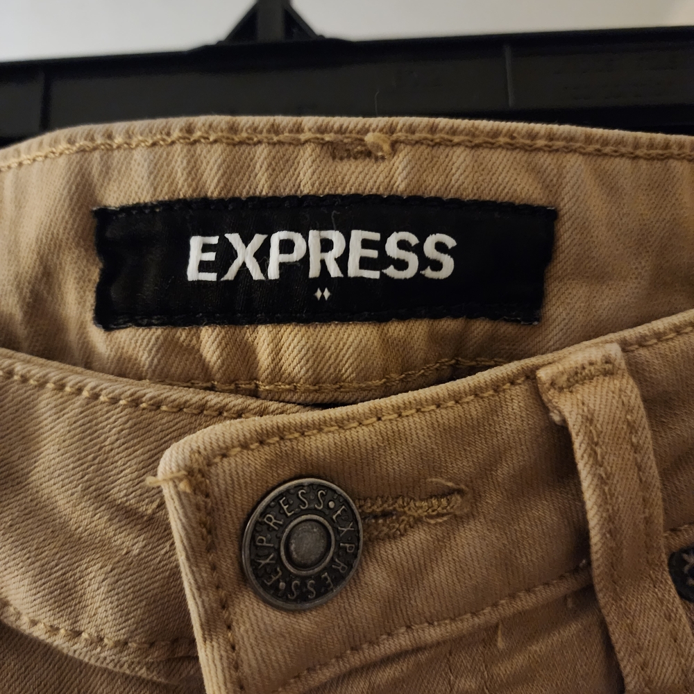 Mens EXPRESS Tan Skinny Jeans - Picture 3 of 4